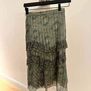 Eva Franco Floral Ruffle Midi Skirt